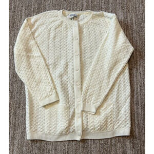 Vintage British Vogue Off-White Granny Cardigan Size L**